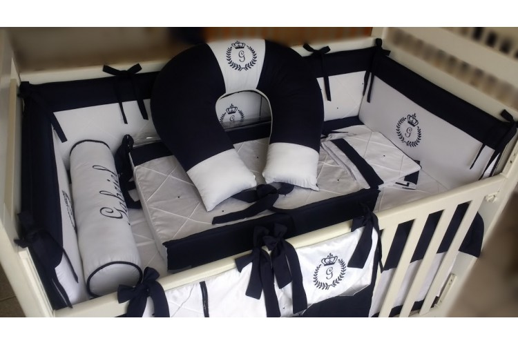 Kit Berço 400 fios Azul Marinho Príncipe - Imagem 4