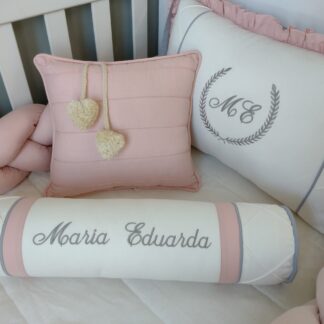 Kit Berço Rose e Cinza