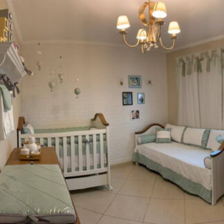 Kit Quarto Bebê Off e Verde Malva Completo