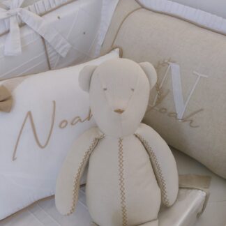 Kit Berço 400 Fios e Linho Branco e Bege