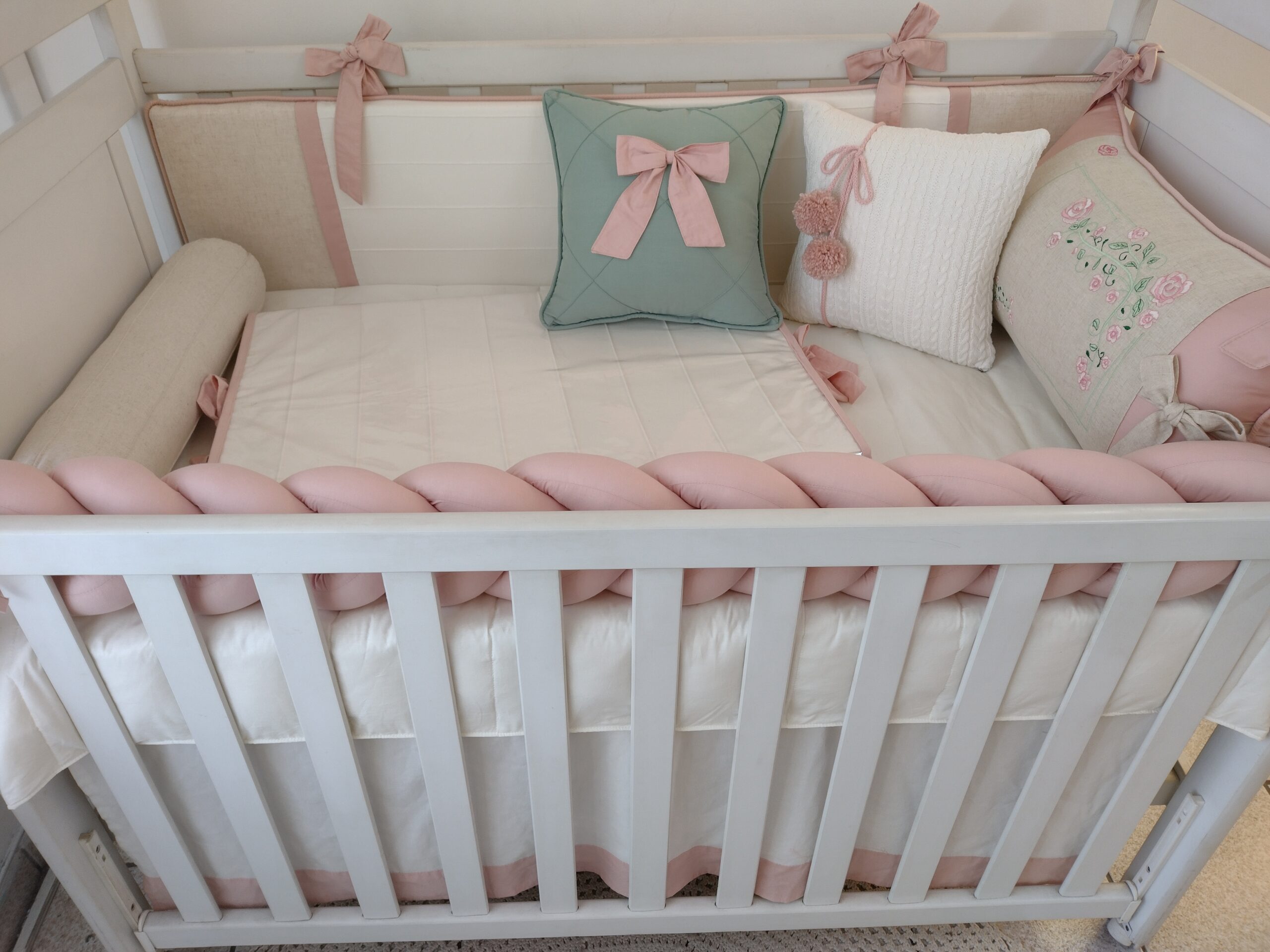 Kit berço Rose Linho Floral Ninho - Imagem 2