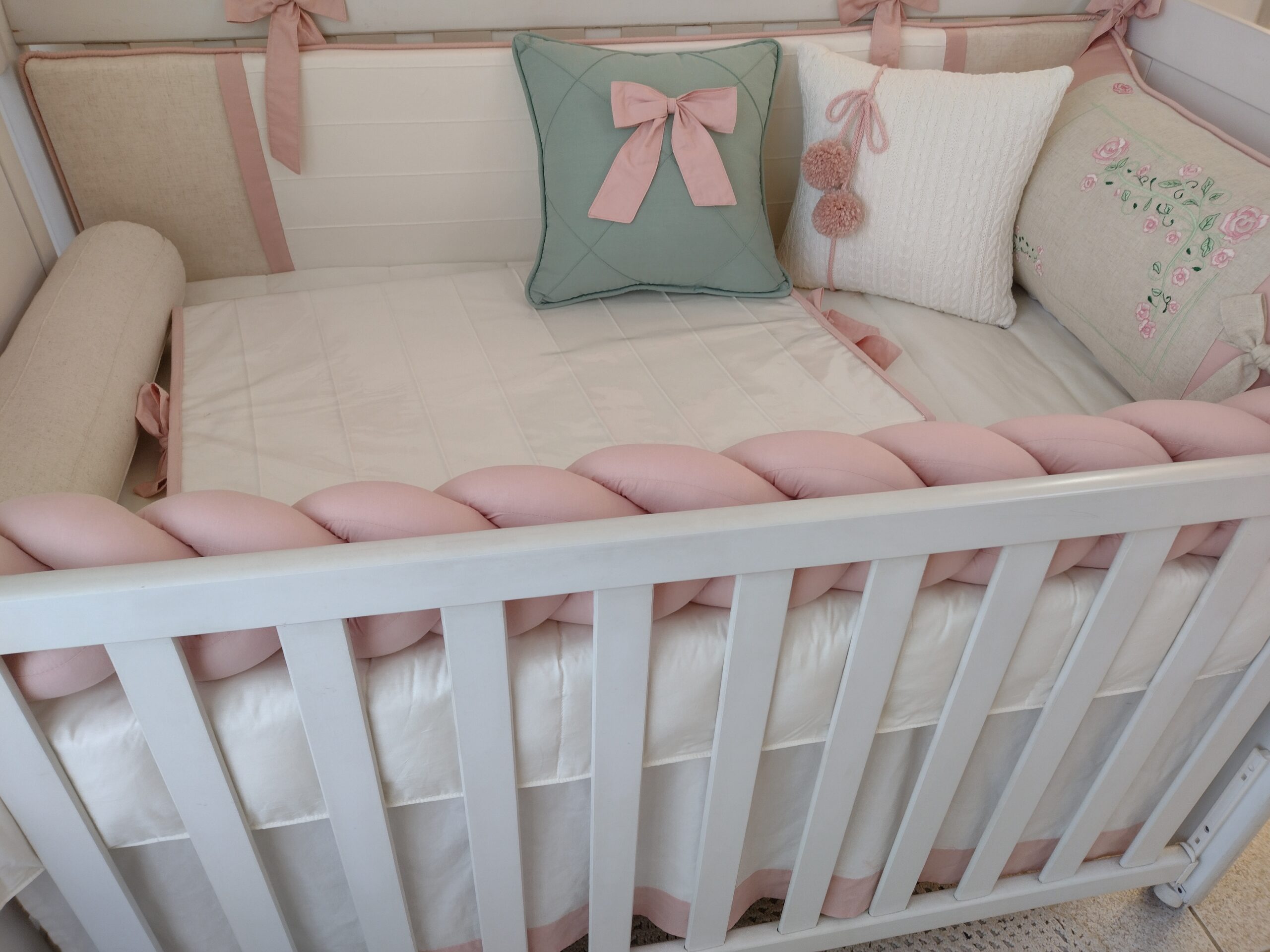 Kit berço Rose Linho Floral Ninho - Imagem 3