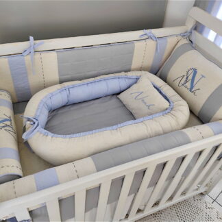 Kit Berço e Ninho Azul Cinza Clássico