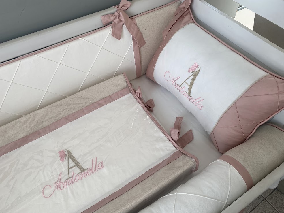 Kit Berço Rose Linho Borboleta - Imagem 3