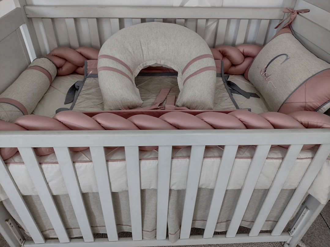 Kit Berço Rose 400 fios Linho e Cinza - Imagem 5