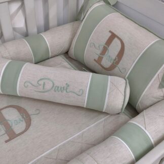 Kit Berço Linho Verde Malva