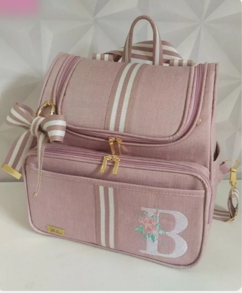 Mochila Maternidade 2 em 1 - Rose Listrada - Imagem 2