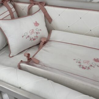 Kit Berço Rose Floral Borboleta