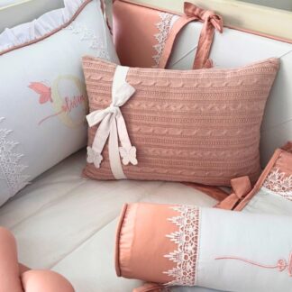 Kit Berço Rose Borboleta Rendado