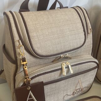 Mochila Maternidade 2 em 1 - Linho e Marrom