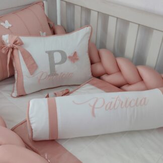 Kit Berço Borboletas Laço Rose e Branco