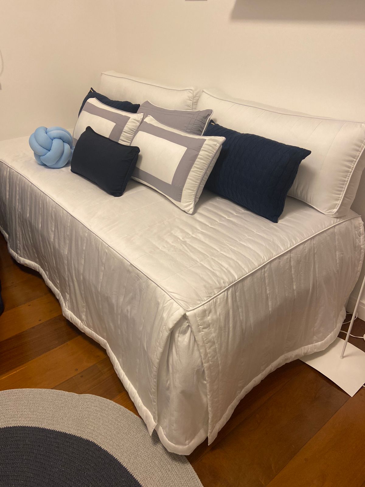 Kit Cama Box Marinho e Cinza