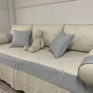 Kit Cama Babá Off White e Azul