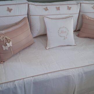 Kit Cama Babá 400 Fios Rose Borboletas