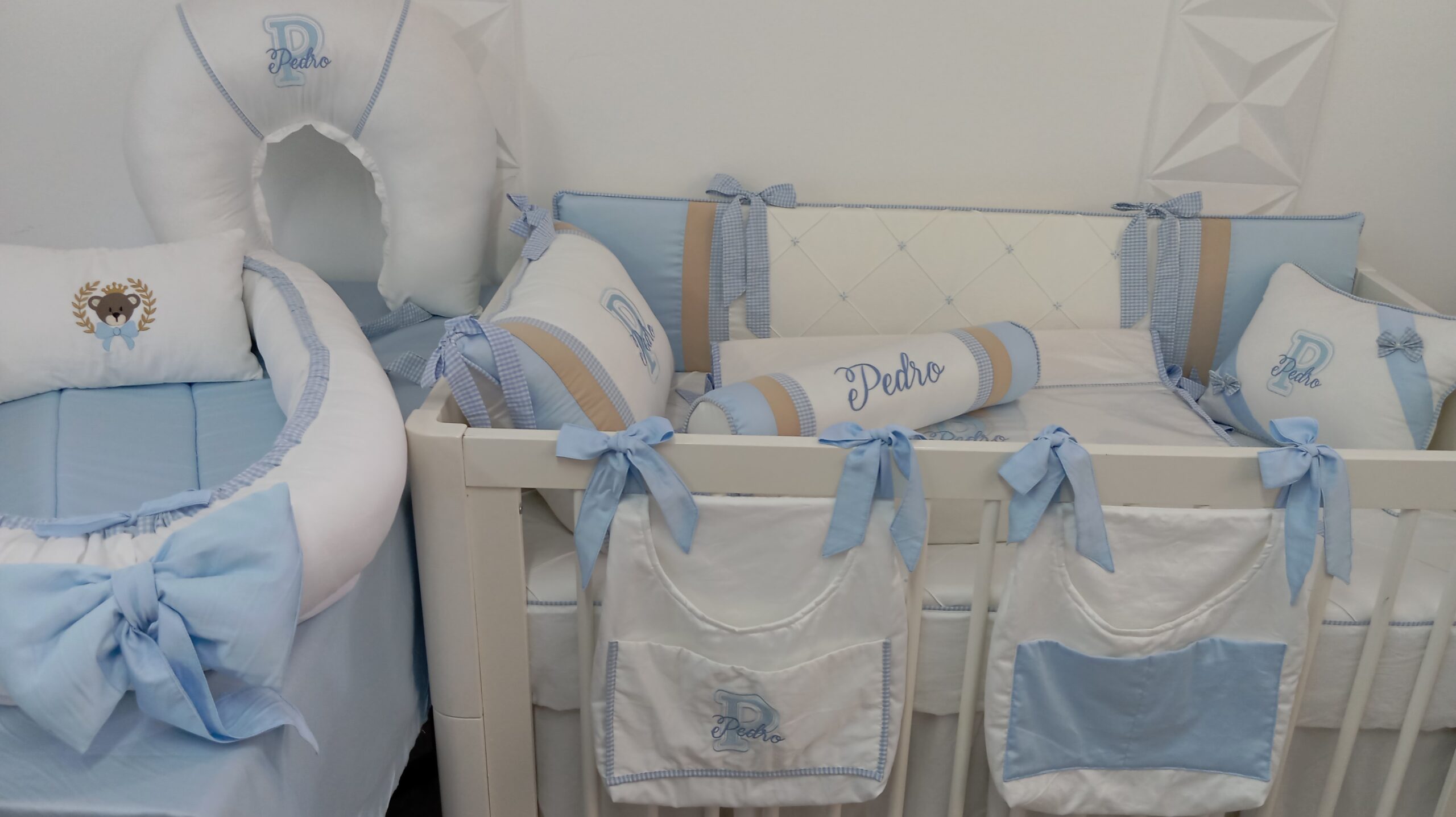 Kit Berço Azul e Bege - Imagem 5