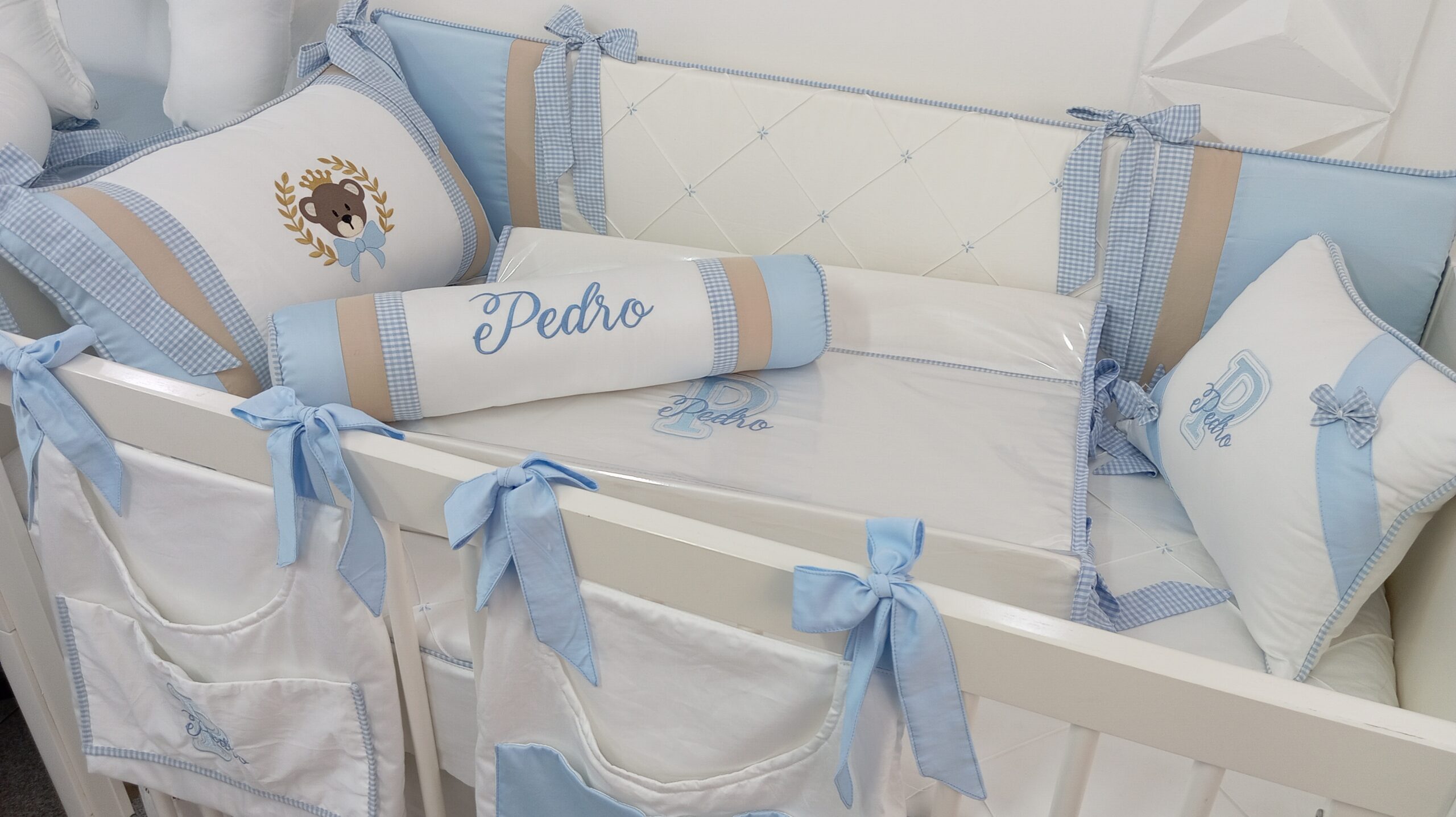 Kit Berço Azul e Bege